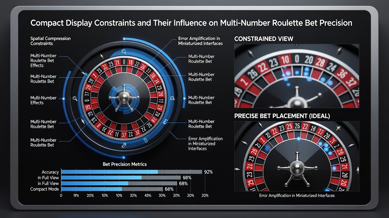 Close-up view of roulette betting grid on compact screen highlighting touch overlap risks for four-number selections