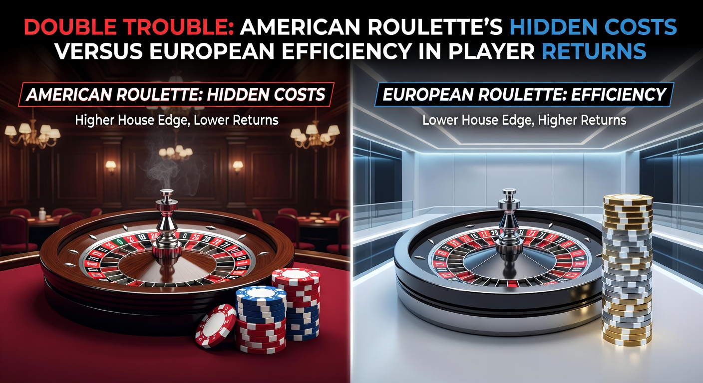 Side-by-side comparison of American roulette wheel with double zero and European wheel with single zero, highlighting pocket differences