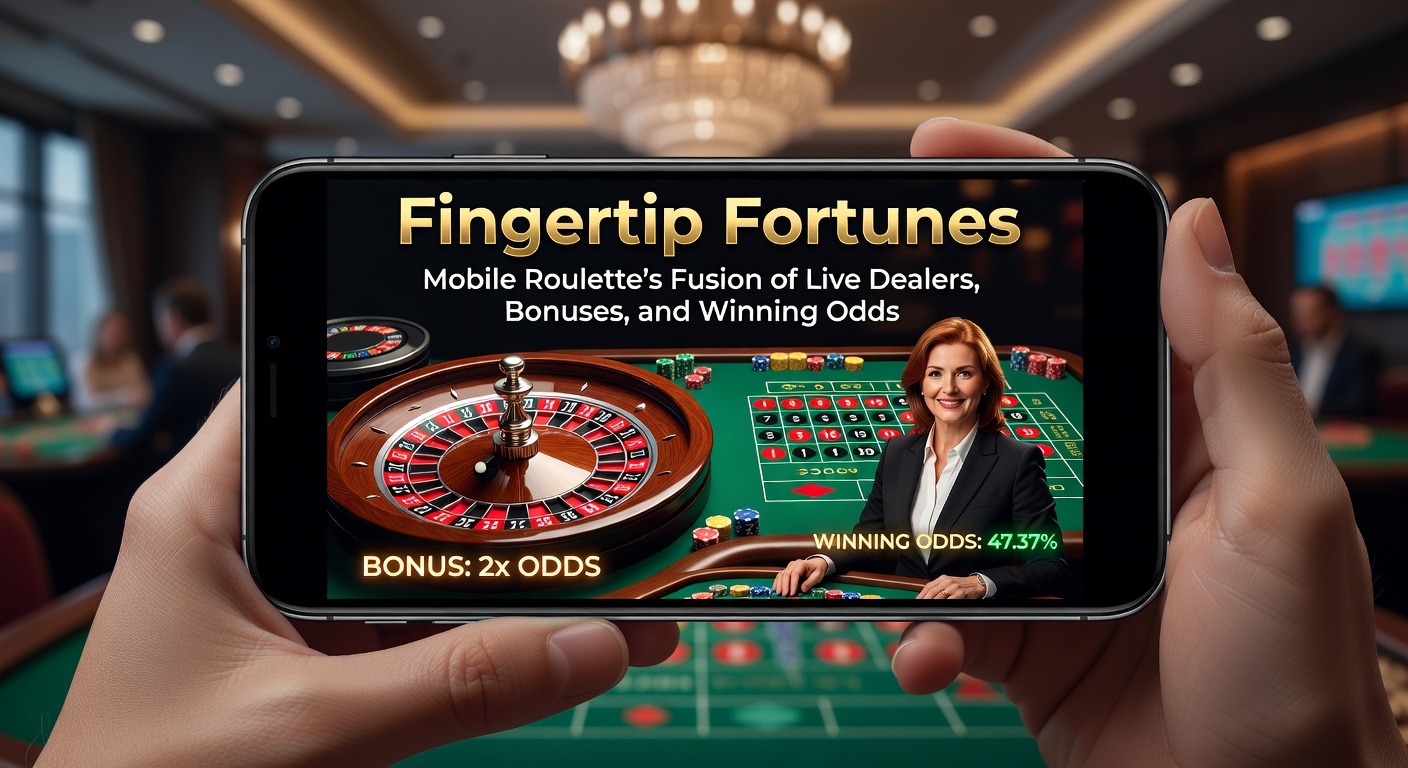 A vibrant mobile screen displaying a live roulette table with a dealer spinning the wheel, chips stacked nearby, and bonus icons flashing