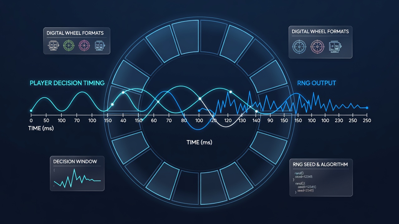 Server-side RNG cycle diagram showing bet timestamp mapping to number sequence positions