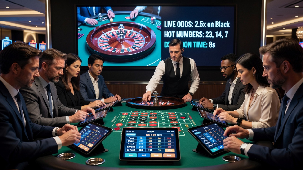 Close-up view of a live roulette interface showing highlighted bet options and real-time dealer feed