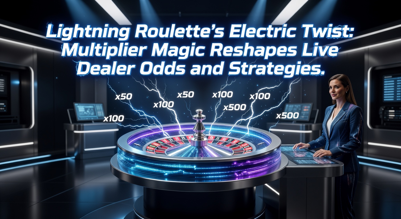 Dynamic live dealer spinning the Lightning Roulette wheel with glowing multiplier lightning bolts striking selected numbers