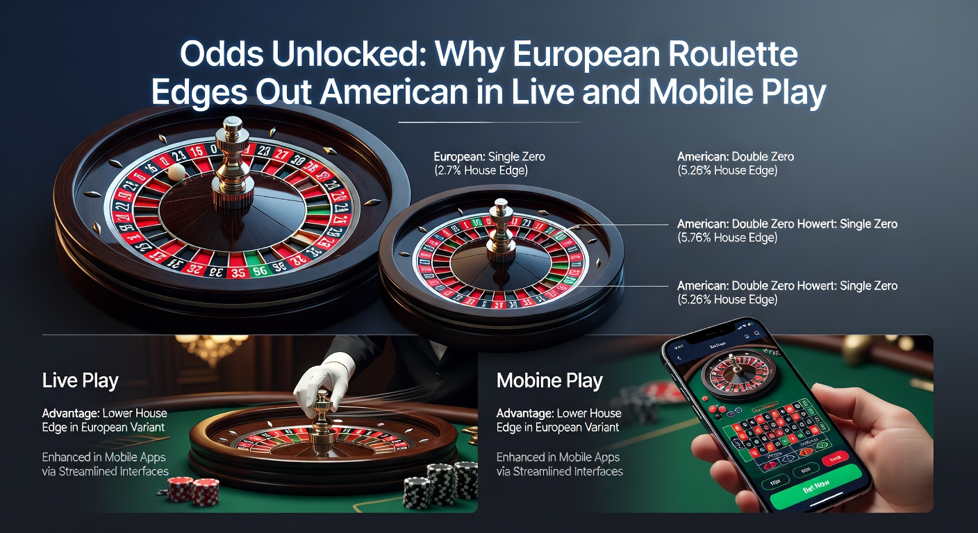 Side-by-side comparison of American double-zero and European single-zero roulette layouts on digital screens