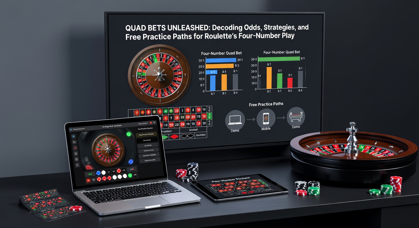 Close-up of a roulette betting layout with multiple corner bet placements, chips stacked on intersections for four-number coverage