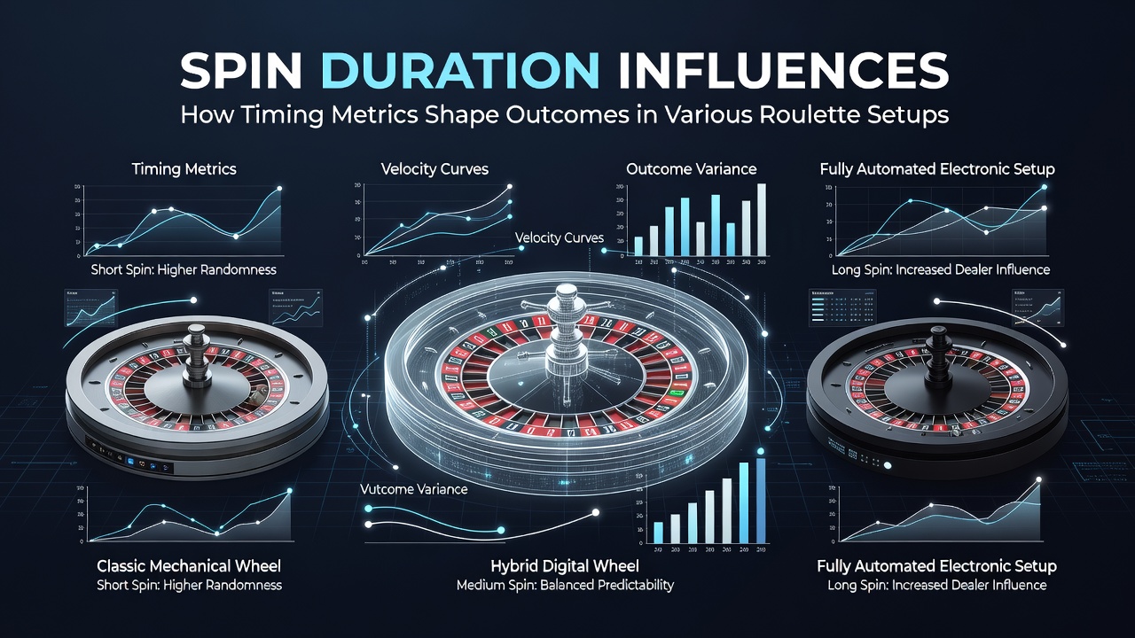 Roulette wheel in motion showing ball trajectory during extended spin duration in a casino setting