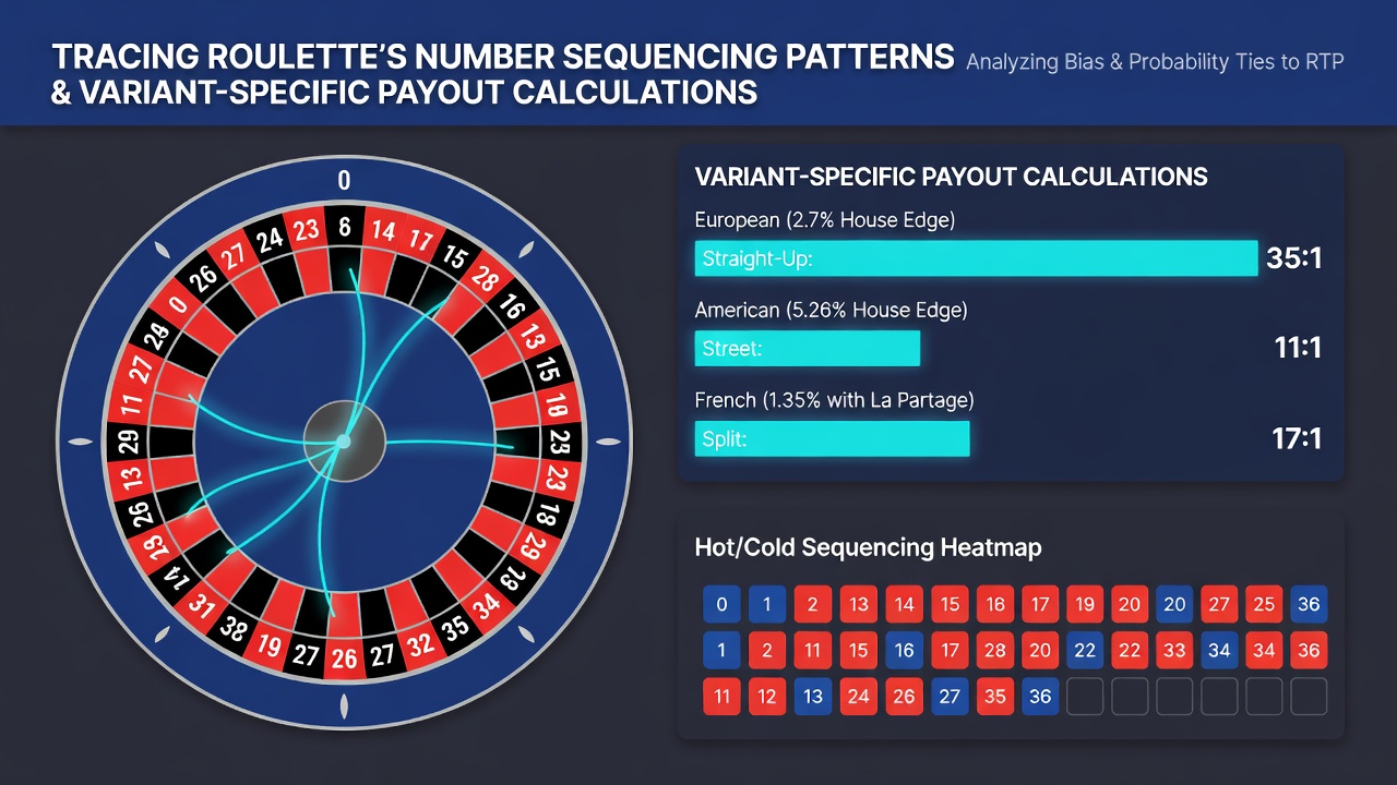 Close-up of payout calculation tables in a roulette simulation highlighting how number sequences affect neighbor bet returns