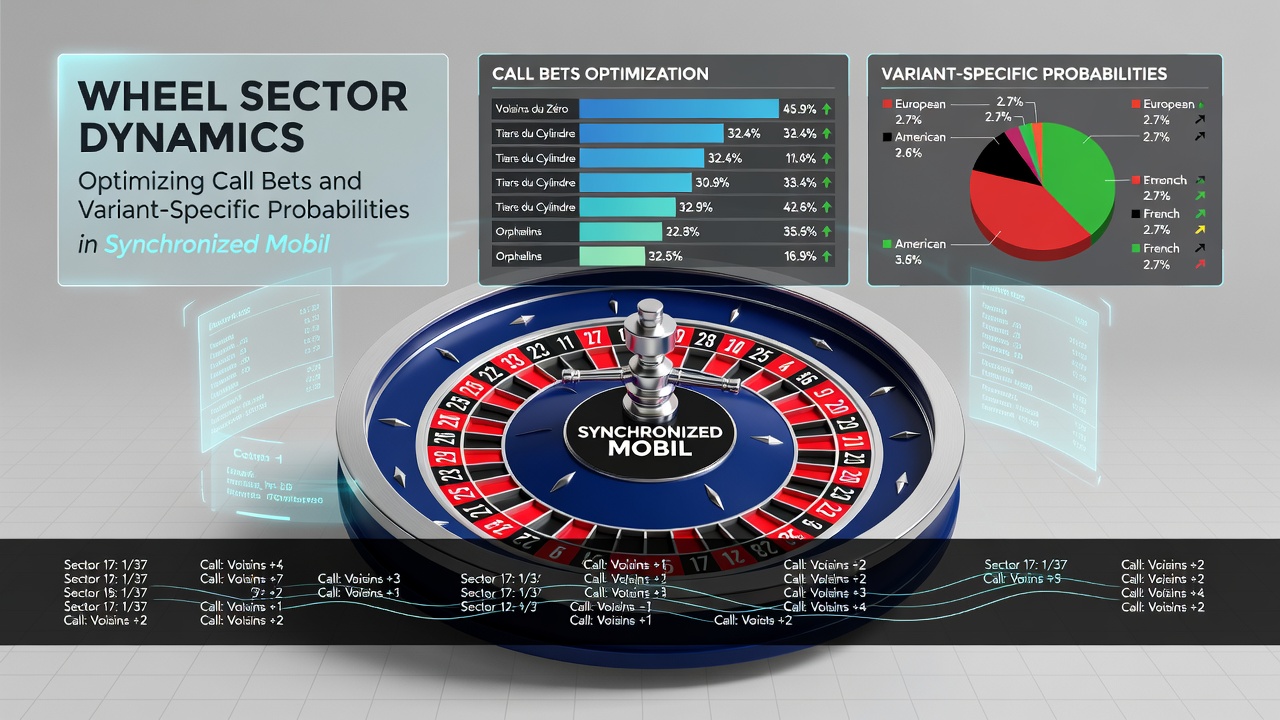 Mobile device displaying synchronized roulette simulation with sector probability overlays for call bets