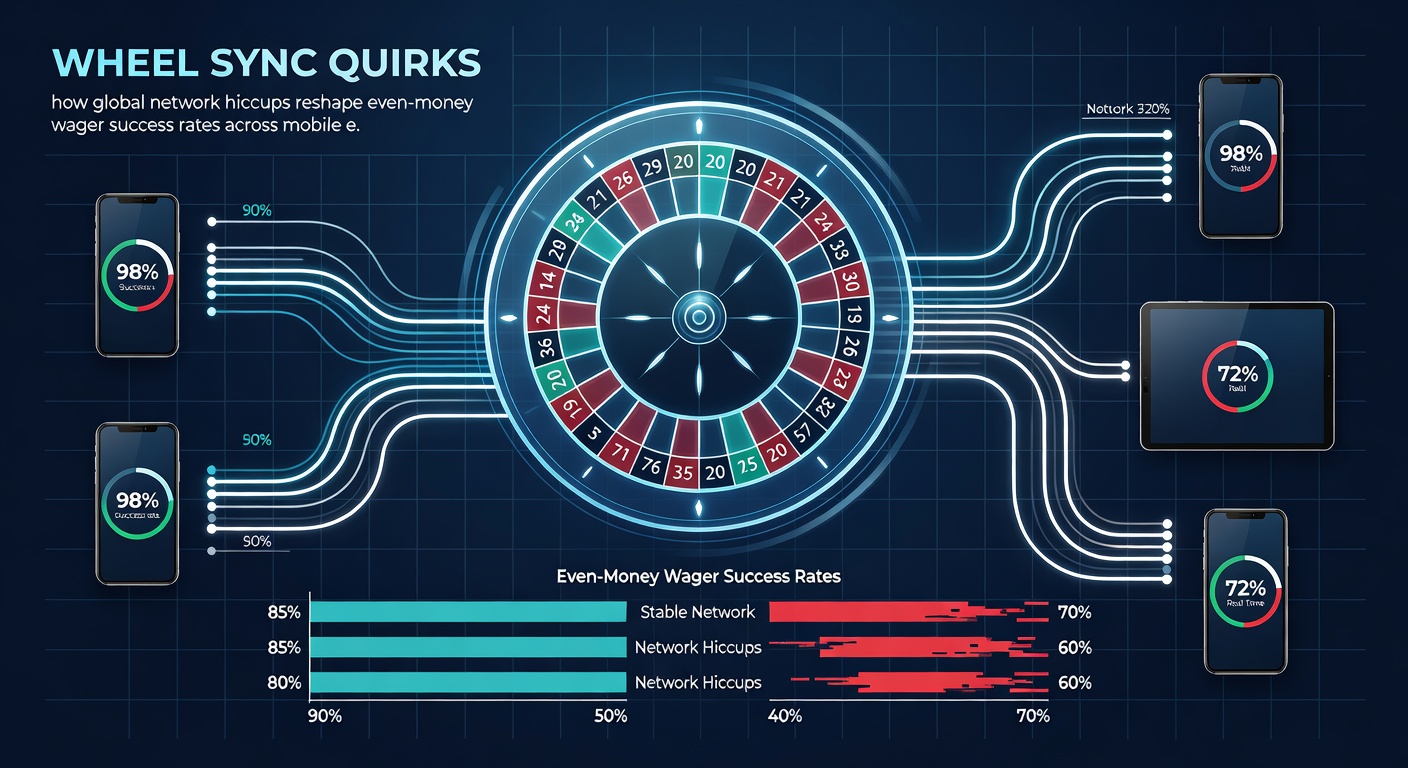 Graph displaying even-money bet success rate fluctuations linked to network latency across European and American roulette mobile sessions